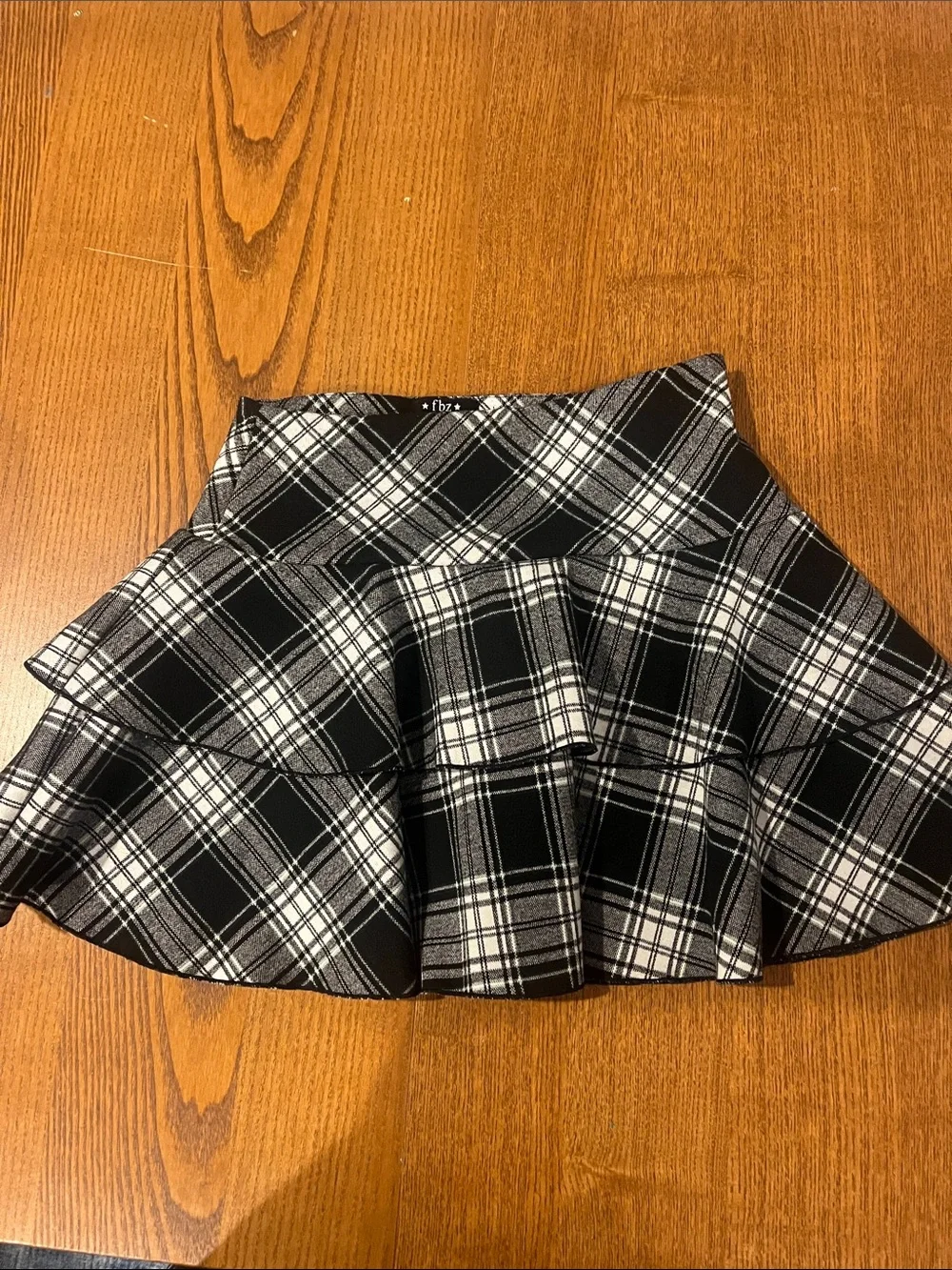 FBZ (Flowers by Zoe) Black & White Plaid Mini Skirt